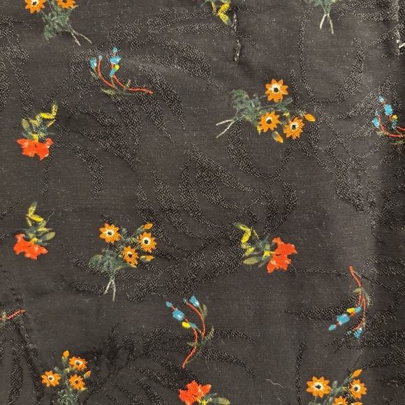 Urban Outfitters Black Deep V-neck Cinched Dark Floral Shirt Peasant Boho Large - Picture 10 of 11